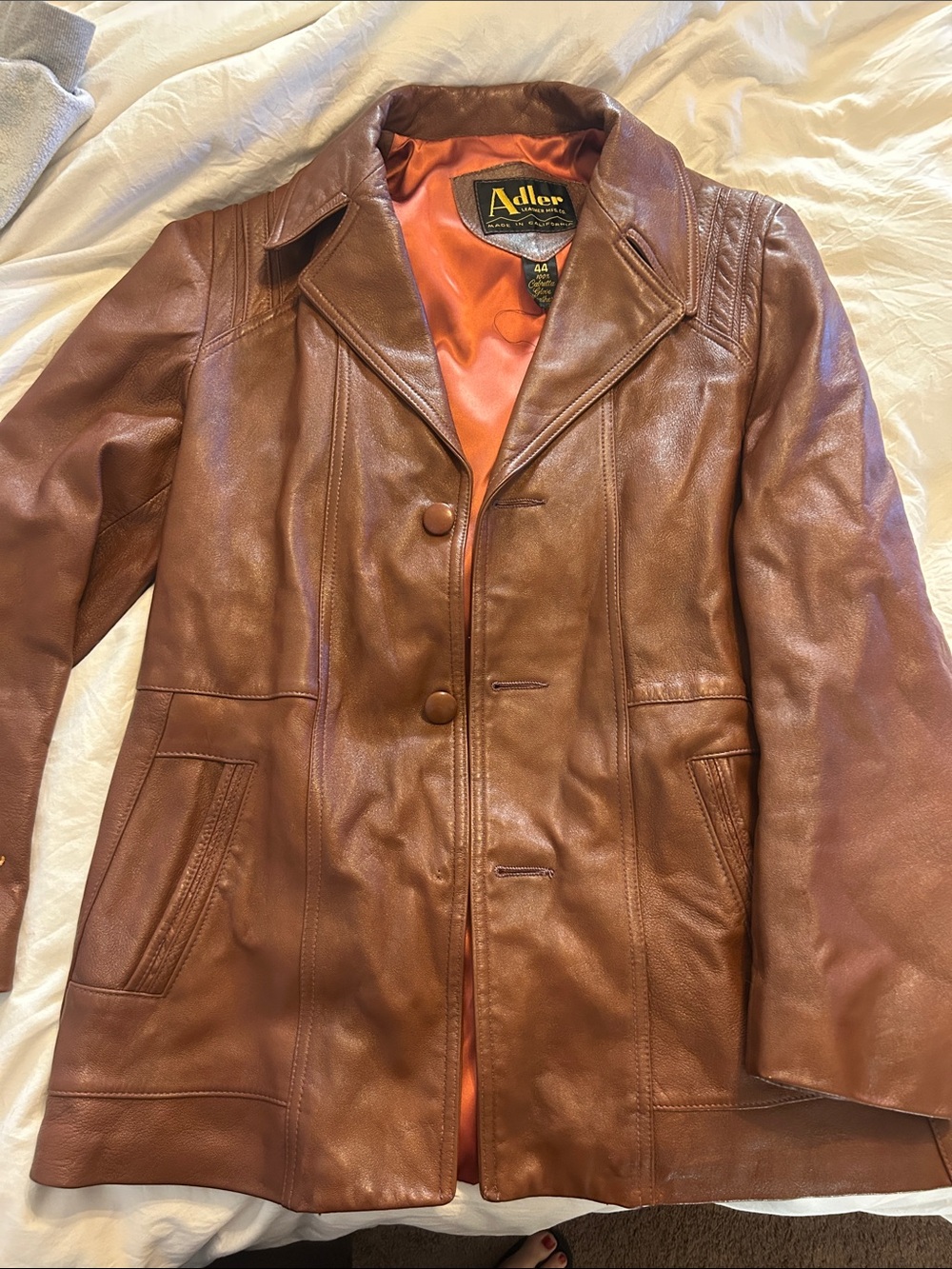 Vintage Leather Button-Front Jacket